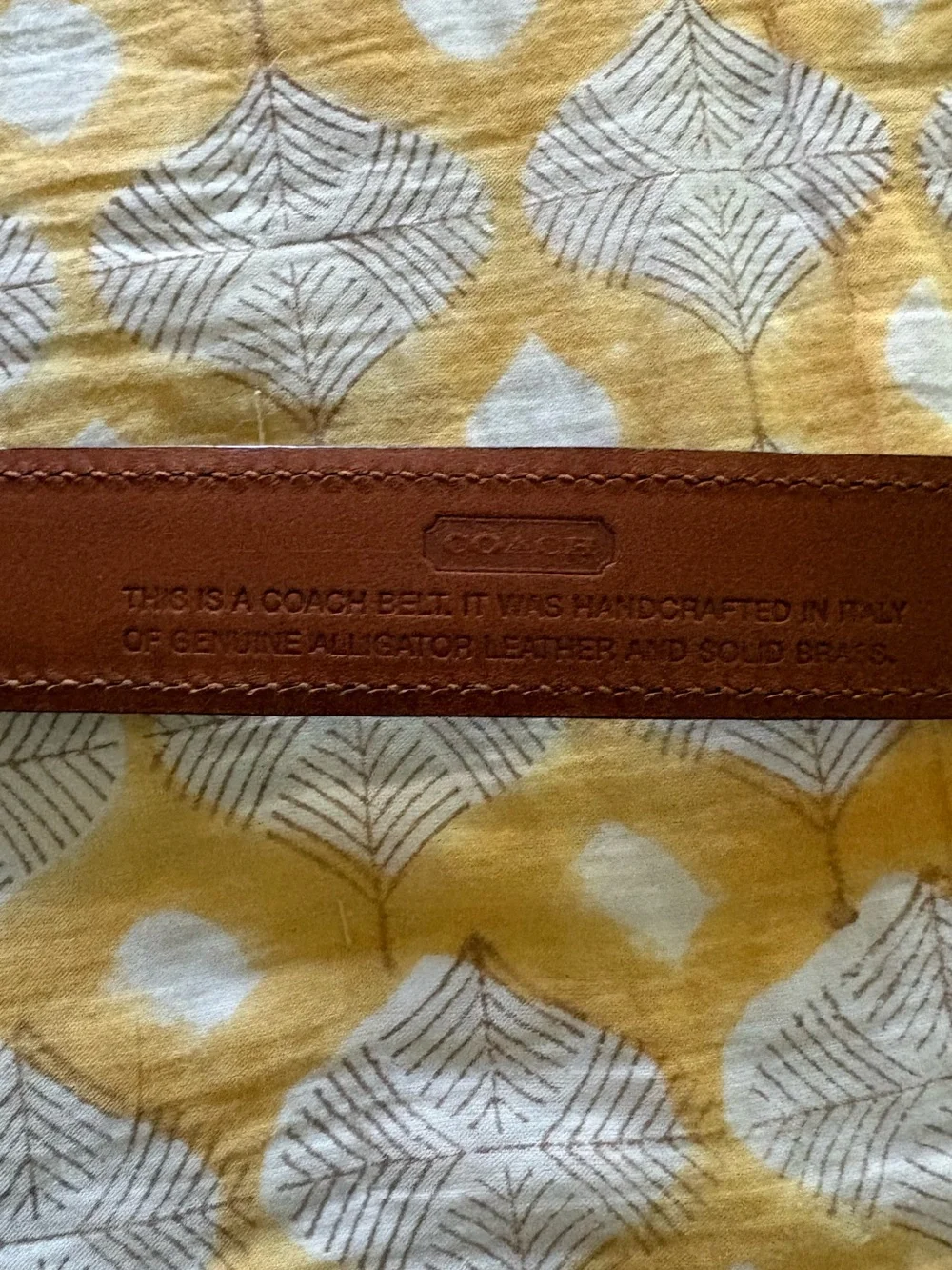 Coach Men's Brown Alligator and silver-toned brass buckle belt